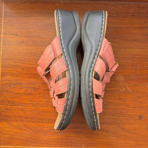 Clarks Women's Pink Coral Wedge Leather Sandals 9.5 - Picture 5 of 7